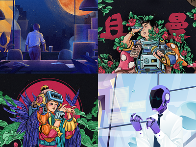 Top 4 shots from 2018 android art boy color design dribbble illustration illustrations ui ux