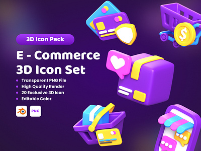 E - Commerce 3D Icon Set 3d app credit card delivery e commerce icon icon pack marketing pack seller shop shopping