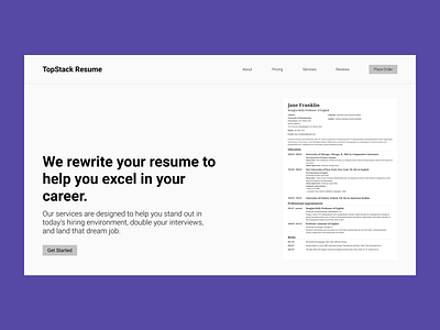 TopStack Resume - Homepage Wireframe