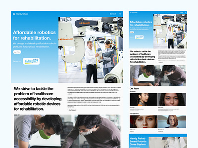 Robotics tech startup homepage redesign
