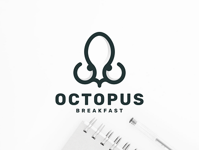 Octopus Breakfast breakfast design illustration logo octopus octopus logo restaurant logo spoon symbol vector