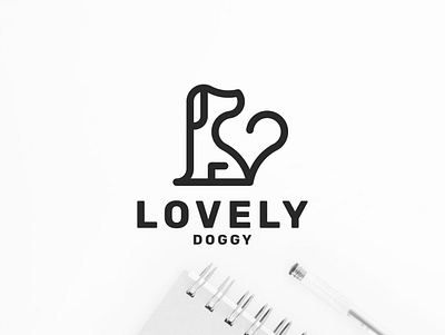 Lovely Doggy animal character design dog heart icon illustration logo love pet care pet shop symbol vector