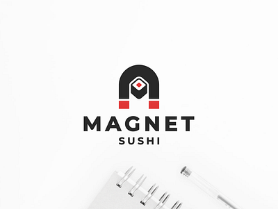 Magnet Sushi branding design flat food icon illustration logo magnet sushi sushi bar sushi logo symbol vector