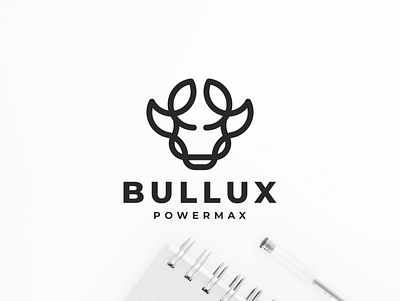 Bullux Powermax branding bull bulls character design icon illustration lineart logo strong symbol vector