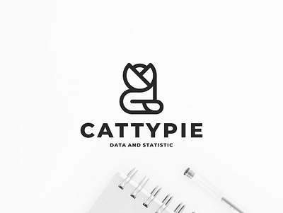 Cattypie abstract cat catty data design icon illustration logo minimal pie statistic symbol vector
