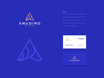 Anudiro Skincare aletter alogo beautiful beauty branding design gridline gridsystem icon letter logo logomark logotype mark skincare symbol vector