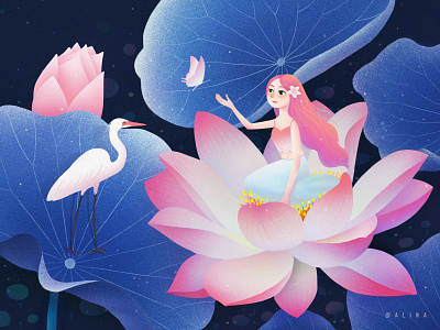 Lotus Fairy girl graphical illustrations tunan ui