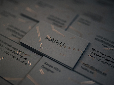 Hello business cards foil haiku print