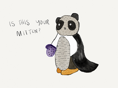 I want my mitten. A storybook. panda panguin penguin