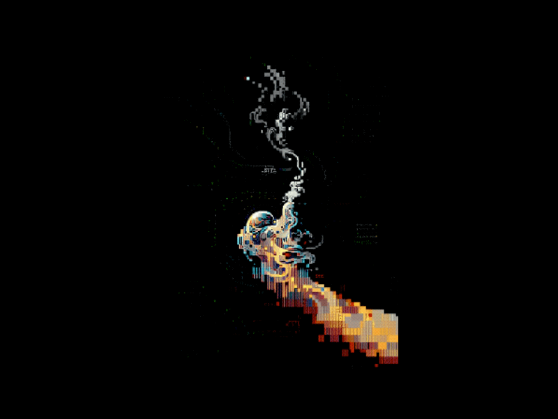 pixel smoke augmented lowpoly motion graphics pixel smoke