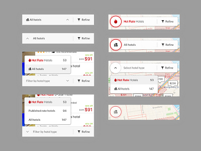 Mixed results UI explorations filter map tab bar ui design