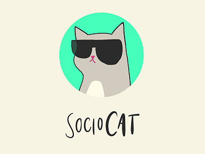 Sociocat Illustration & Logo brand bright cat dull neon freehand hand drawn illustration logo neon