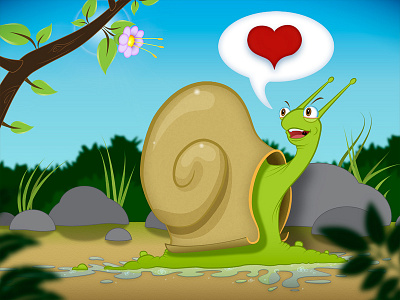 Snail In Love illustration love snail vector