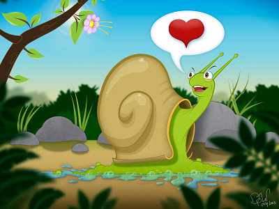 Snail In Love - Updated character illustration love snail