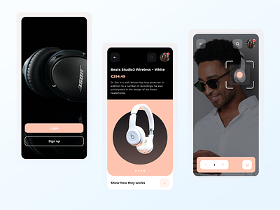 Headphone e commerce app @concept @minimal app design apple headphone login mobile recording simple uiux