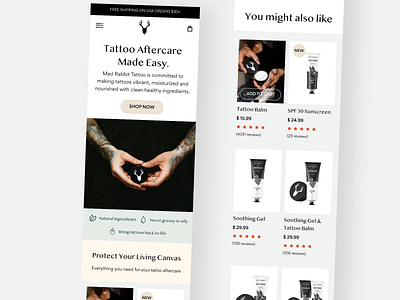 Tattoo aftercare e-commerce @concept @minimal @ui @ux clean e commerce shop website