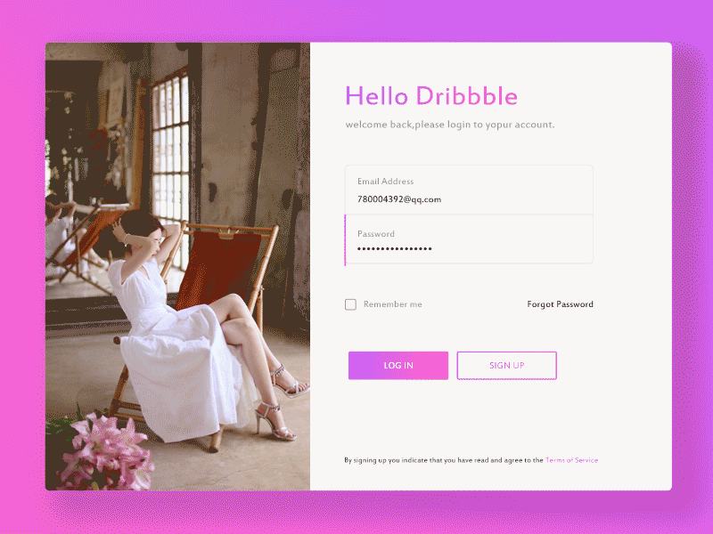 Log in and register for the dynamic Page gif ui design