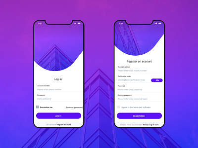 Login Registration Page app page financial page log in registered 设计
