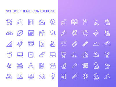 School Theme Icon Exercise app icon school theme stationery student supplies symbol web 插图