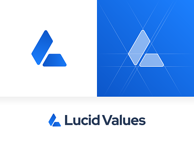 Lucid Values – Logo Design blue branding colors design grids job board logo logotype lucid lv mark modern recruitment rounded corners sign startup value vector