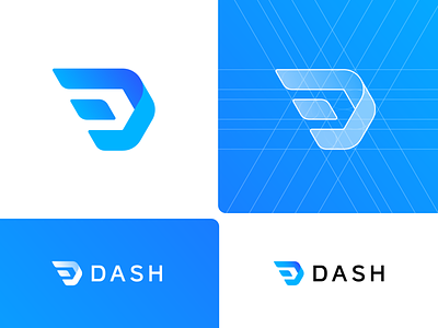 Dash – Logo Concept // For SALE branding crypto d dash ed fast geometric grid grids guides hexagon letter d logo logotype mark speed wings