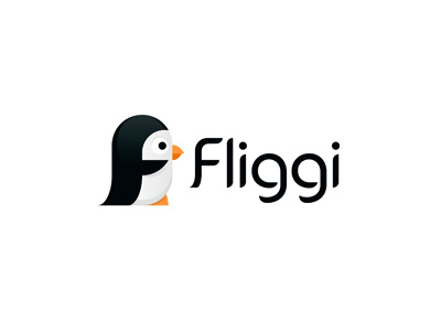 Fliggi bird character cute f logo logotype penguin