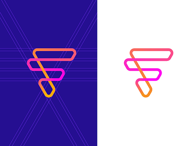 F — Logo Design SOLD branding color colors connect crypto design f gradient grid icon line lines logo sale triangle vector