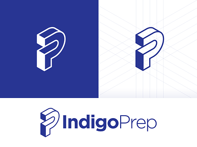 IndigoPrep – Logo Design education grid logo grids i indigo initials ip isometric lines logo logotype p prep