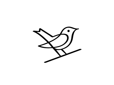 Nightingale Logo // For SALE bird black design illustration line logo logotype mark monoline nature nightingale sign vector wing