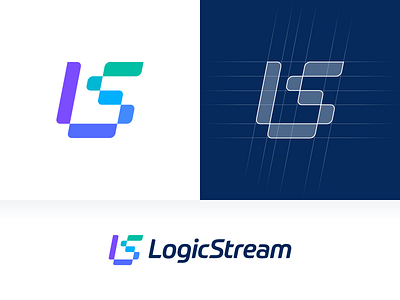 Logic Stream — Logo Design v.2 app branding colors crypto design gradient grid icon logic logo logotype ls mark mobile sign smart stream typography ux vector