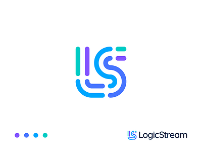 Logic Stream — Logo Design v.3 brand brand identity branding circle color colors crypto data design gradient icon lines logo logotype ls mark sign startup stream vector