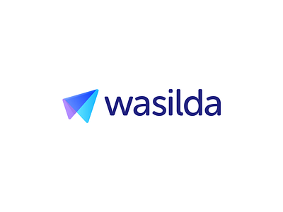 Wasilda – Logo Design arrow blue branding colors design effects gradient knowledge logo logotype mark multiply overlay purple rounded shadow sign triangles up