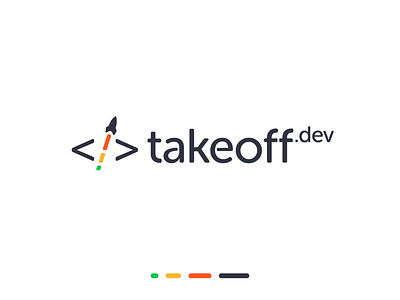 Takeoff – Logo Design blastoff brackets branding code colors dark mode development fly icon logo logotype mark rocket sign takeoff tech web