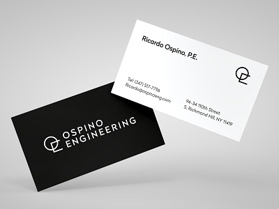 Ospino Engineering - Business Cards black black and white brand brandforma branding business card business cards design engineering logo logotype minimal minimalism sign style