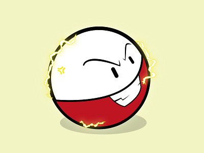 Pokémon basic djo djoswork electrode illustration lightning pokemon red white