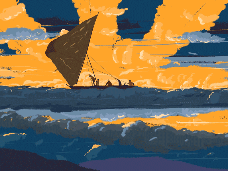 Sail Ship illustration motion graphics