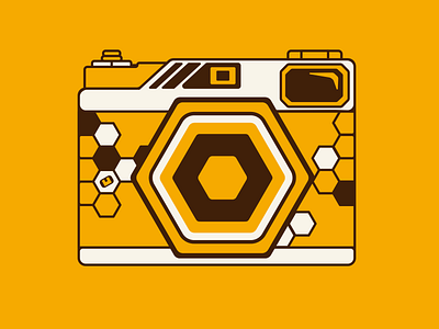 Honey Shot bee camera designs flat logo design picture polaroid vintage