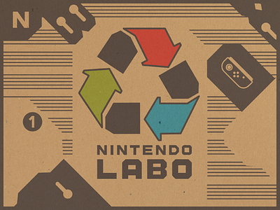 Nintendo Labo cardboard flat illustrator joycon labo logo nintendo psa recycling simple switch