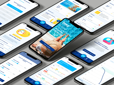 Joey - Smart Water Analyzer analyzer app art direction blue connected devices interface design mobile app mobile app design mobile ui pool smart object swimming pool ux design ux ui