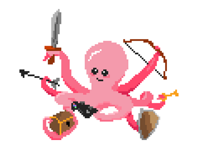 Octopus - the player affinity photo aventure character game illustration octopus pixel art playstation