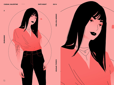 Casual valentine abstract character composition girl girl character girl illustration hipster illustration laconic lines minimal monochrome pink poster poster a day poster art poster challenge valentine valentine day