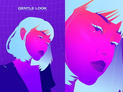 Gentle look abstract composition girl girl illustration illustration laconic lines minimal neon portrait portrait illustration poster poster art