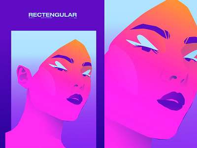 Rectangular abstract composition girl girl illustration grandied illustration laconic minimal neon colors portrait portrait art portrait illustration poster poster art