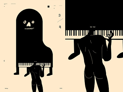 Piano play abstract composition face illustration laconic lines man minimal piano play poster poster a day poster art silhouette