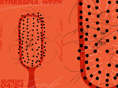 Stressful week abstract comb composition grunge texture hair illustration laconic lines minimal oldschool poster poster a day poster art stress