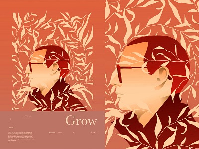 Grow abstract composition floral floral background floral pattern illustration laconic lines man man illustration minimal portrait portrait art portrait illustration poster poster a day poster art