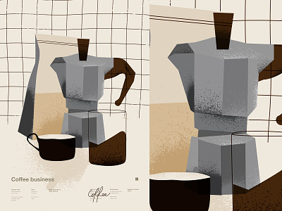 Coffee business abstract coffee coffee bag coffee cup composition espresso illustration laconic lines minimal moka pot poster poster art