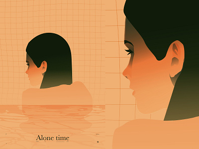 Alone time abstract alone bathroom bathtub composition fragment girl illustration illustration laconic layout lines minimal mist portrait poster poster art