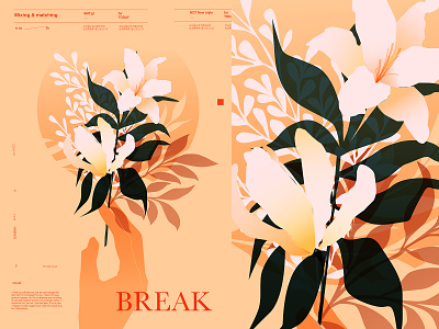 Break free abstract branches composition floral flowers flowers illustration hand illustration laconic layout leaves lines minimal poster poster art typography