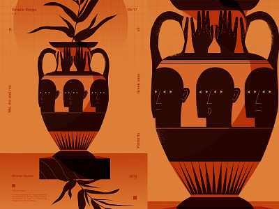 Greek vase abstract composition emotions fragment illustration laconic layout lines man minimal poster poster art vase